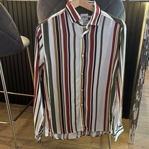Zara Multicolor Striped Button Down Shirt